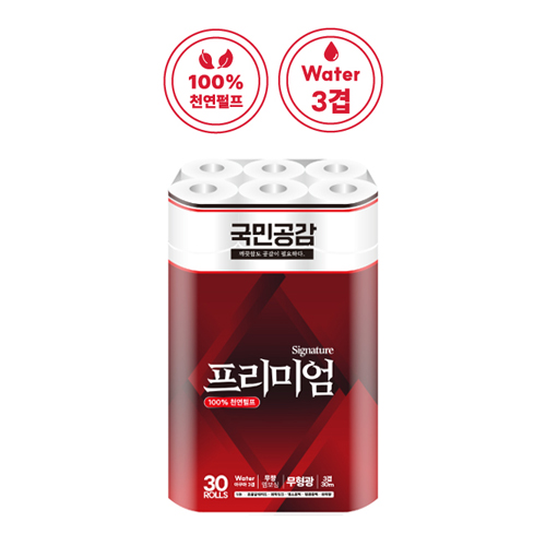 국민공감 프리미엄 시그니처 100% 천연펄프 화장지 3겹 30롤 (1+1)