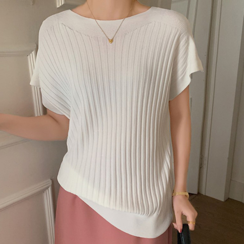TDN-0062  캐주얼 가오리 스트라이프 니트 반팔